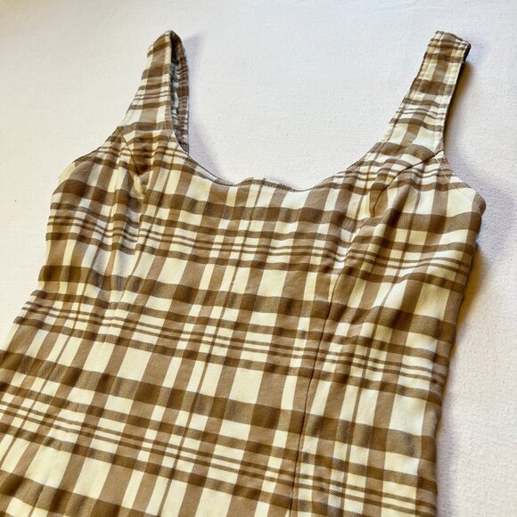 Brown & White Plaid Fitted Mini Dress‎ Forever 21 Size Medium - Picture 2 of 11